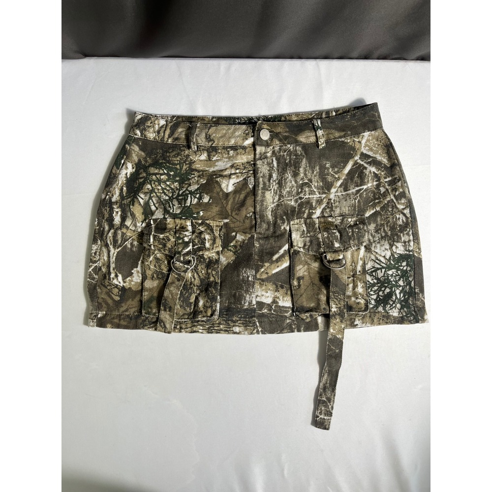 Rise Supply Co Womens Camo Cargo Mini Skirt Forest Camouflage Size‎ 11 Utility